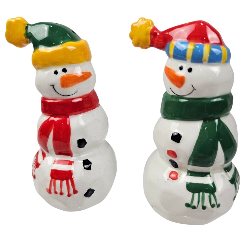 Christmas Snowman Ceramic‎ Salt and Pepper Shakers Set Holiday Table Decor 4"